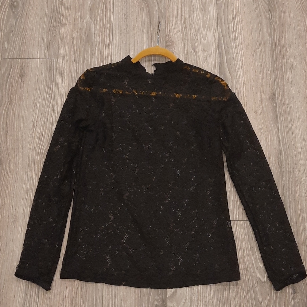 ZARA Black, sheer, long sleeved blouse